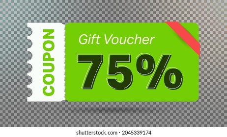 75% coupon promotion sale for website, internet ads, social media. Big sale and super sale coupon code 75 percent discount gift voucher coupon vector illustration summer offer ends weekend holiday