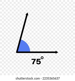 75 degree angle icon. Geometric symbol. Vector illustration on transparent background