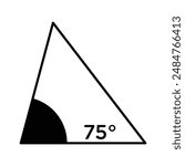 75 degree angle icon in triangle.