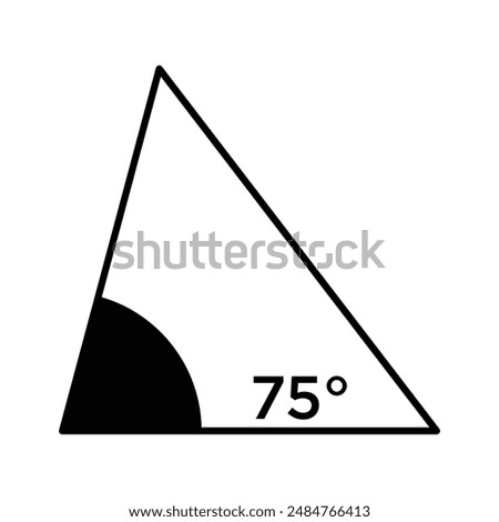 75 degree angle icon in triangle.