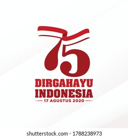 75 Dirgahayu Indonesia 17 Agustus (Translated: Happy Independence Day of Indonesia. August 17). Logo and Banner design. Vector Illustration.  