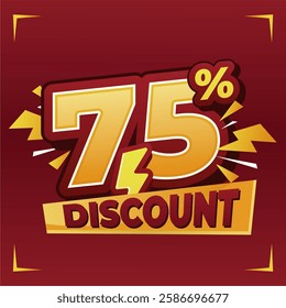 75% discount banner with dynamic typography, lightning effects, and a vibrant red-yellow theme, ideal for e-commerce, sales promotions, and special discount campaigns