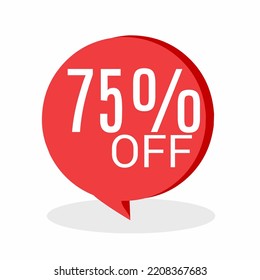 75% DISCOUNT Banner Discount Sale. Offer price tag discount. Special offers sold red label. Vector Sticker Illustration