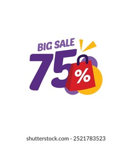 75% de descuento Ilustración de Plantilla de Vector de diseño plano de gran venta