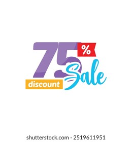 75% Discount Sale Tag Label Vector Template Design Illustration