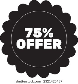 75% Discount Sign Icon vector Template flat design illustration on white background