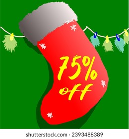 75% discount sock and christmas promotion red green white flashing flashing on the wall