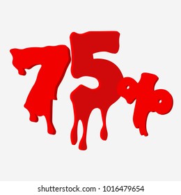 75% discount, wax, drops. vector illustration