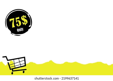 Signo de cupón o etiqueta de cupón o cupón de descuento, sello Vector Ilustración en el espacio de copia adecuado para colocar el producto de catálogo con fondo blanco y con vectores de carro de compra