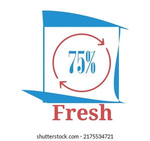 75 % Fresh sign label vector and illustration art with fantastic font blue and red color combination in white background