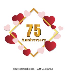 75 glossy gold number vector set. Realistic romantic typeface. Decorative numbers for Valentines, Mothers day, wedding banner, cover, birthday or anniversary, holiday party.