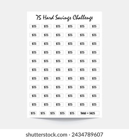 75 Hard Savings Challenge,75 Hard challenge,Money Savings,Saving Binder,Monthly Savings,Savings Tracker,Savings Planner,Money Goal Tracker