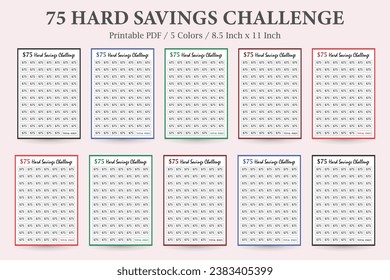 75 Hard Savings Challenge,75-Day Money Challenge,Money Saving Challenge,Savings Tracker Printable,Financial Challenge,75 Weeks of Savings