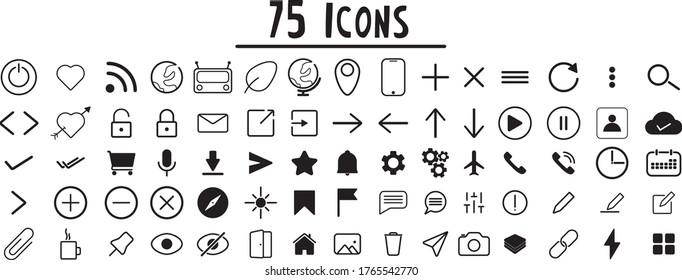 75 Icons Patch Vector Symbols Line Stock Vector (Royalty Free ...