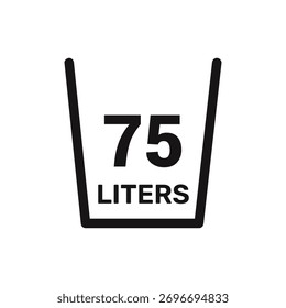 75 liters icon vector liquid measure vector white background