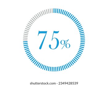 75% de carga. Gráficos de círculo 75% Vector de infografía, Porcentaje listo para usar para el diseño web.
