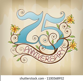 75 number anniversary design template with flower floral