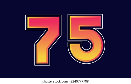 75 Number New Orange Sport Line Logo