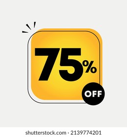 75% de descuento para banners, plantilla de diseño de etiqueta de descuento. Ilustración vectorial para ventas con ofertas especiales para minoristas.