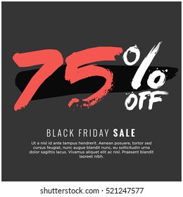 75% OFF Black Friday Sale (Promotional Poster Design Vector Illustration) With Text Box Template