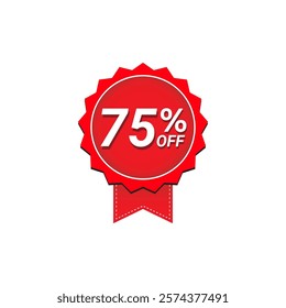 75% Off discount offer vector label design. Tag design for business advertising.