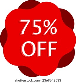 75% descuento en el anuncio de mercadeo de vectores rojos e ilustraciones en fondo blanco