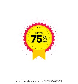 75% OFF Discount Sticker. Sale Tag Isolated Vector Illustration. Discount Offer Price Label, Vector Price Discount Symbol.