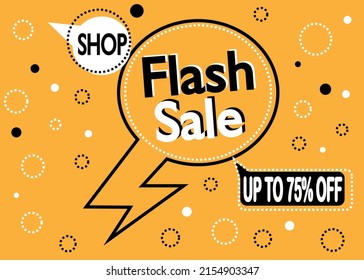 Bis zu 75 % Rabatt. Flash-Vertrieb Sprache Ballon. Gelber Hintergrund.