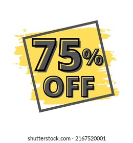 75% off. Flat vector badge on white background