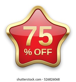 75% off golden badge, vector 