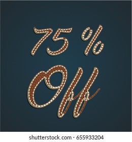 '75% Off' leather sign, vector illustration