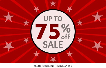 Up to 75% Off, red banner with discount for mega sales