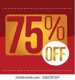 75% off. red and orange banner with floating balloon for promotions and offers
