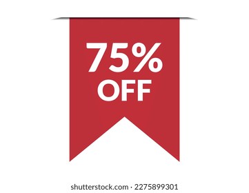 75% off red vector banner illustration isolated on white background