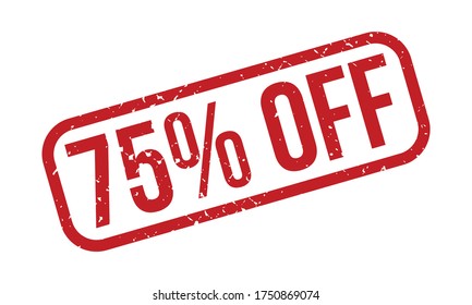 75% Off Rubber Stamp. Red 75% Off Rubber Grunge Stamp Seal Vector Illustration