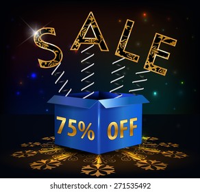 75% off, 75 sale discount hot sale with special offer spring and box - vector EPS10