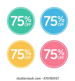 75% off. Sale and discount price badge sticker. Concept Shopping.