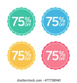75% off. Sale and discount price badge sticker. Concept Shopping.
