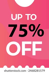 Up to 75% off sale voucher vector illustration