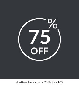 75% off. Seventy five percent off emblem icon. Discount flat modern icon. Vector illustration.