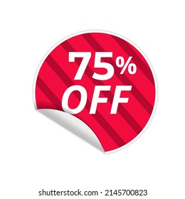 Up To 75% Off Special Offer sale sticker on white background, red sticker, vector illustration