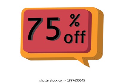 75% de descuento, ilustración vectorial. Globo naranja y rojo con 75 por ciento de descuento para anuncios, promociones y viernes negro.