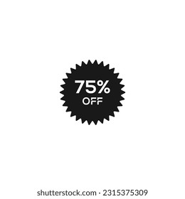 75% off.Sale and discount price sign or icon.Sales design template. Shopping and low price symbol. Vector illustration.75% off typography sale gift.Friday design template isolated on white background.