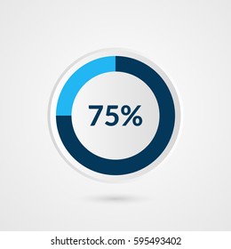 75 percent blue grey and white pie chart. Percentage vector infographics. Circle diagram business illustration