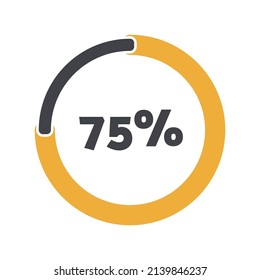 75 percent chart. Vector percentage infographics. Circle isolated icon. Sign for download, growth, progress, business, finance, design