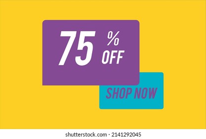 75 percent. Discount for big sale shop now. yellow and purple background svg