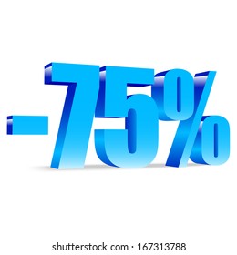75 percent discount. Concept 3D illustration. 