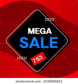 75 percent discount. Discount on creative composition. Product presentation, mockup, podium. Sale banner and poster. Vector illustration.