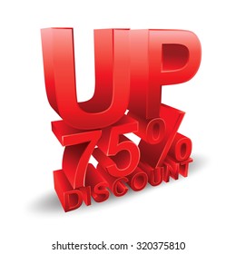 75 percent discount on white background