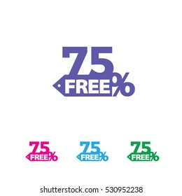 75 percent free sell vector icon, free shopping icon